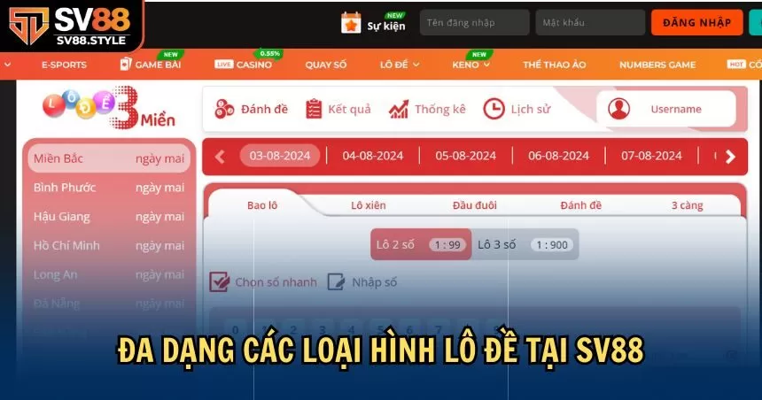 Tại đây có nhiều thể loại cá cược lô đề cho người chơi lựa chọn