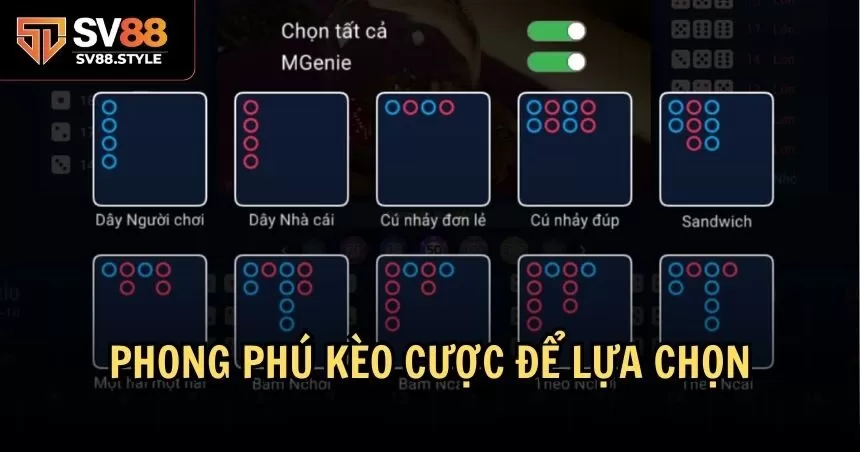 Đa dạng các loại kèo cược cho bạn lựa chọn 